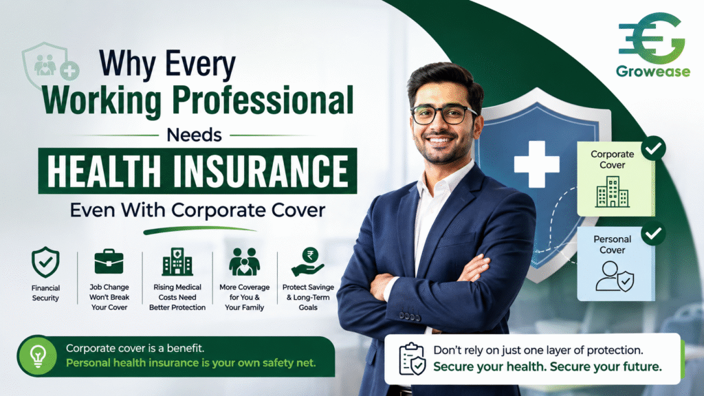Working professional reviewing personal health insurance alongside corporate health cover