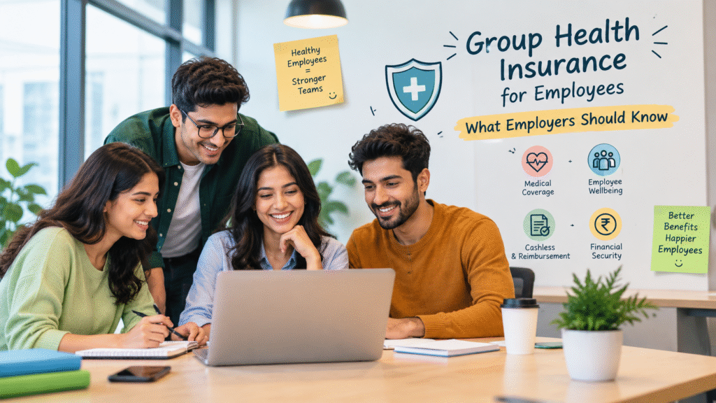 Group health insurance for employees providing workplace medical coverage